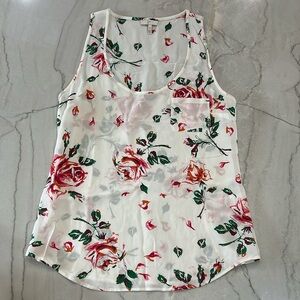 Joie Silk Cream and Floral Tank Top